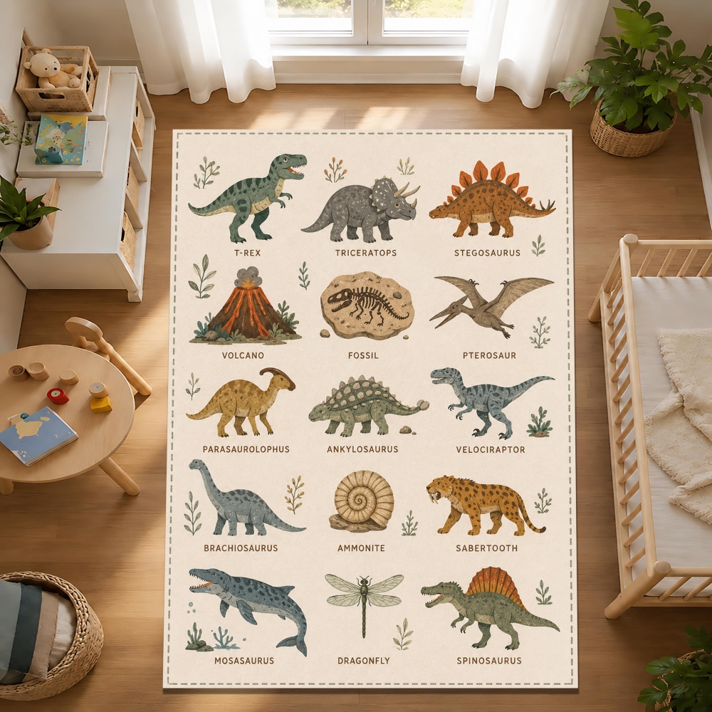 Commercial Window Printing - Vintage Dinozor Eğitici Tablo Baskılı Büyük