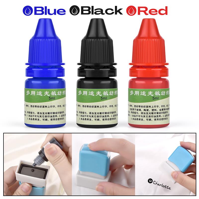 Direct To Garment Ink - 5 ml Mavi Kırmızı Siyah Mürekkep
