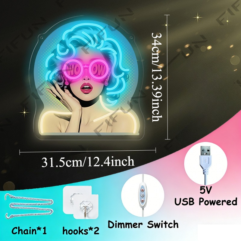 WOW Curl Girl Neon Tabela UV B - Commercial Uv Printing incelemesi ve fiyatı