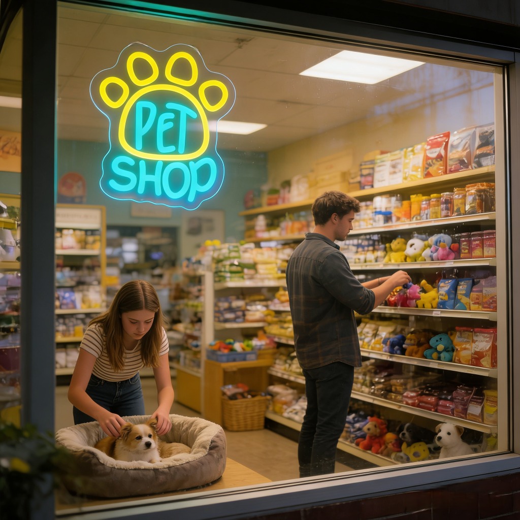 Evcil Hayvan Dükkanı Neon Tabe - Commercial Window Printing incelemesi ve fiyatı
